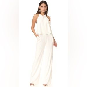 NWT Halston Ivory, backless halter jumpsuit